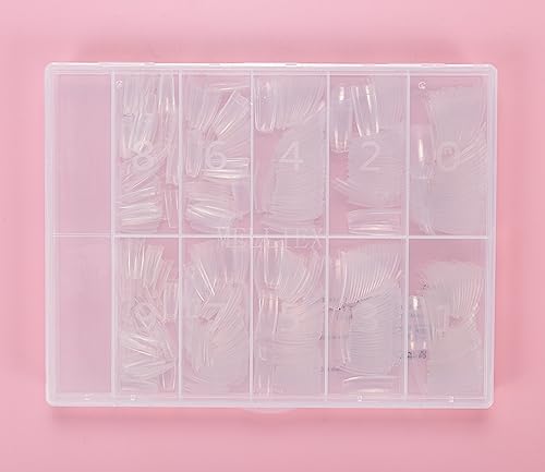 500 Pieces Clear False Nails French Fake Art Nail Tips Artificial Acrylic Nails with Box for Women Girls (10 Sizes)