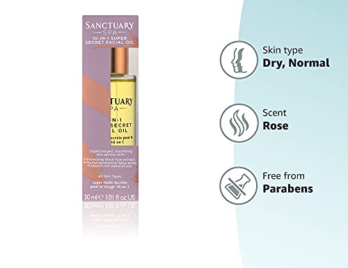 Sanctuary Spa Facial Oil, 10-in-1 Super Secret Facial Oil, Infused with Black Rose, Vegan, 30 ml