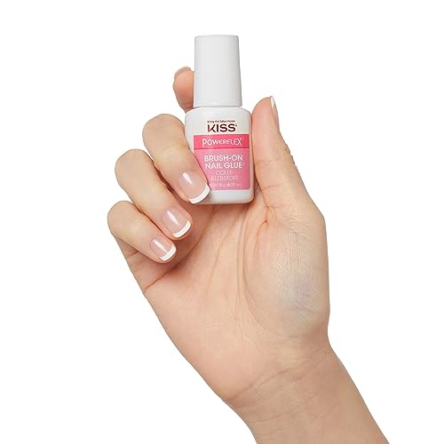 KISS Powerflex Brush-On Nail Glue, Flex Formula for Ultra Hold of False Nails, Instantly Repairs Breaks and Tears