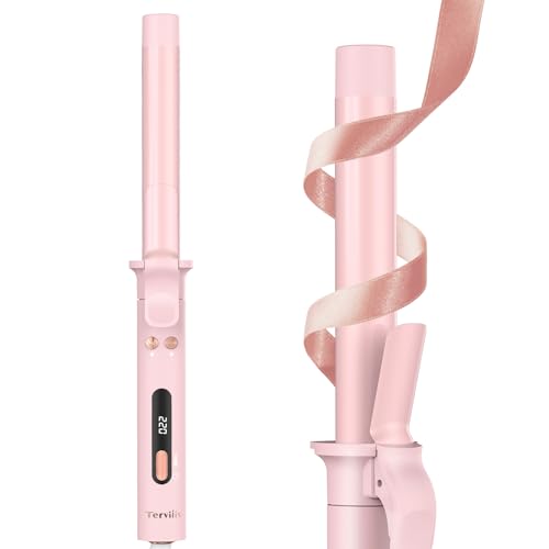 Terviiix Revolutionary Automatic Rotating Curling Iron - Professional Hair Curler for Long Hair, 25mm Ceramic Barrel with Infused Argan Oil & Keratin, 9 Heat Settings, Pink