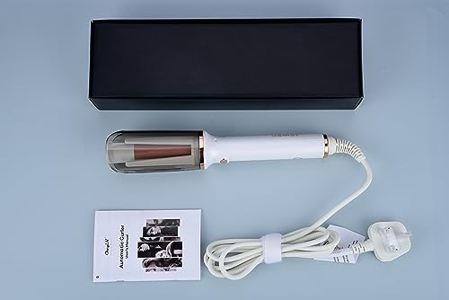 CkeyiN Automatic Hair Curler, 25mm Curling Tongs with 3-Speed Adjustable Temperature, Professional Anti-scalding Curling Iron for Long & Short Hair Styling, White, 1.0 Count