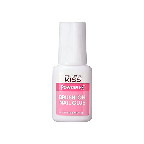 KISS Powerflex Brush-On Nail Glue, Flex Formula for Ultra Hold of False Nails, Instantly Repairs Breaks and Tears