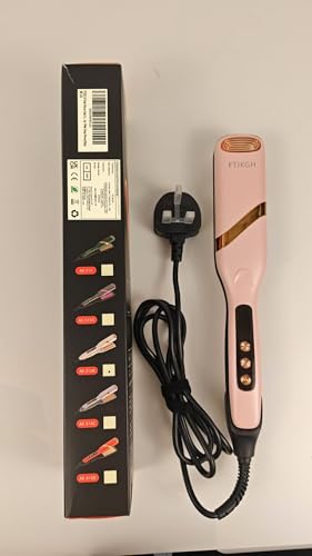 FTJKGH Hair Waver Hair Crimpers for Women - Hair Curler for Women and Girls Mermaid Wave Curling Iron Professional Crimping with 5 Heat Setting Anti-Scald Hair Care for Wide Deep Waves (Pink)