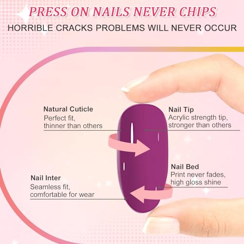 24Pcs French Tip Press on Nails Short, Almond False Nails Pink White Gradient Ballerina Acrylic Full Cover Stick on Nails, Oval Reusable Artificial Glue on Fake Nails for Women and Girls Nail Art