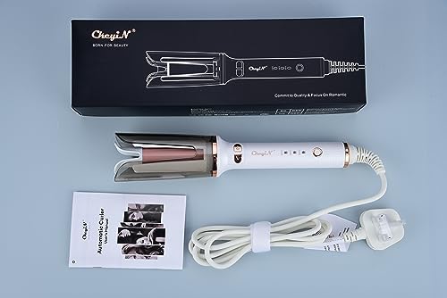 CkeyiN Automatic Hair Curler, 25mm Curling Tongs with 3-Speed Adjustable Temperature, Professional Anti-scalding Curling Iron for Long & Short Hair Styling, White, 1.0 Count