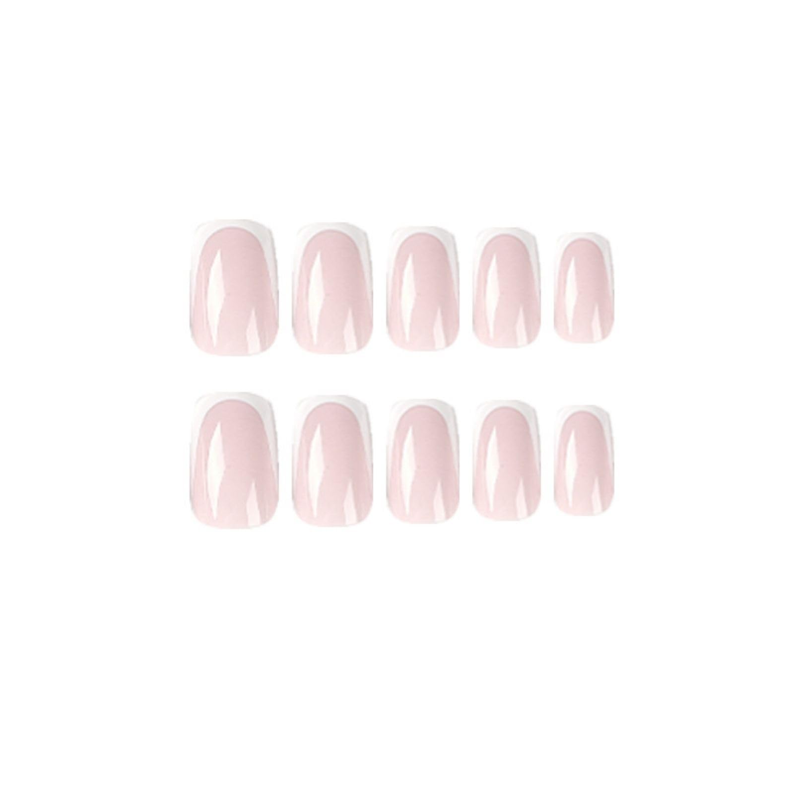 24pcs Short Square False Nails French Tip Stick on Nails White Edge Press on Nails Removable Glue-on Nails Acrylic Full Cover Fake Nails Set Women Nail Art Accessories