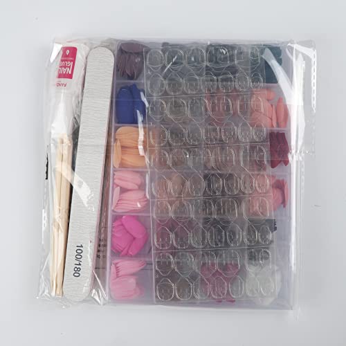 24 Packs 576PCS Matte Press on Nails Medium Length, FANDAMEI Medium Coffin Fake Nails Full Cover, Acrylic Short Ballerina False Nail tips with Nail Glue, Nail Adhesive Tabs, Nail File for Nail Art DIY