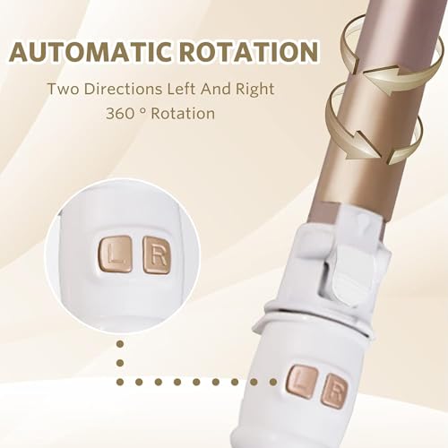 Automatic Rotating Hair Curler, 28mm Curling Tongs Fast Heating Ceramic Barrel Adjustable Temperature 100-220℃ Timer with LCD Display, Auto Off