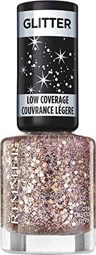 Rimmel London Glitter Nail Polish Top Coat, Disco Diva, 8 ml