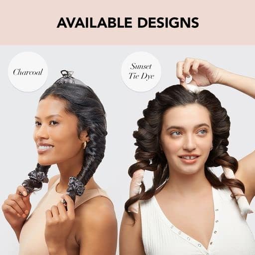 Kitsch Satin Heatless Curling Set - Headband for Short & Long Hair | Overnight Curlers | No Heat Curlers for Curls (SunsetTieDye)