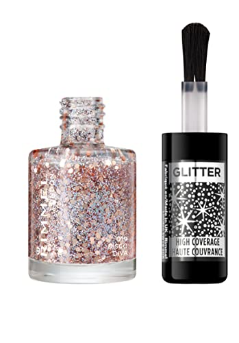 Rimmel London Glitter Nail Polish Top Coat, Disco Diva, 8 ml