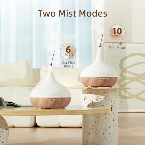 ASAKUKI Essential Oil Diffusers, 300ML Diffusers for Home, Ultrasonic Aromatherapy Diffuser with Auto Shut Off, 4 Timing Set, 7 LED Lights for Home Office Sleep