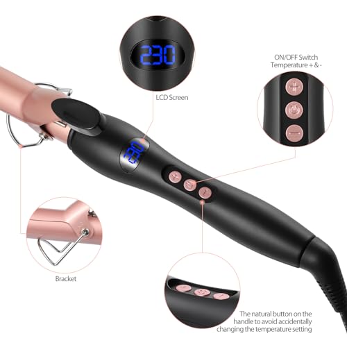 Curling Iron 25mm, Haglater Hair Curler Quick Heating Curling Wand for Long Hair, Ceramic Barrel Curling Tongs with Adjustable Temperature 80-230°C
