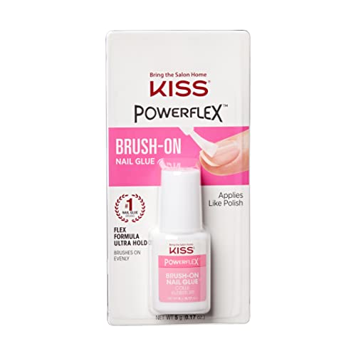 KISS Powerflex Brush-On Nail Glue, Flex Formula for Ultra Hold of False Nails, Instantly Repairs Breaks and Tears