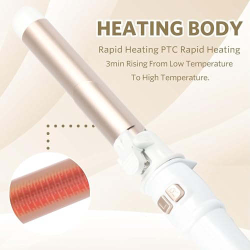 Automatic Rotating Hair Curler, 28mm Curling Tongs Fast Heating Ceramic Barrel Adjustable Temperature 100-220℃ Timer with LCD Display, Auto Off