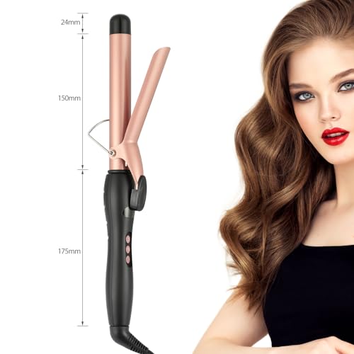 Curling Iron 25mm, Haglater Hair Curler Quick Heating Curling Wand for Long Hair, Ceramic Barrel Curling Tongs with Adjustable Temperature 80-230°C