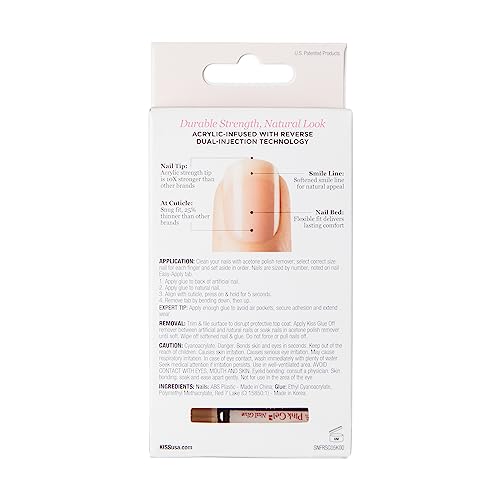 KISS Salon Acrylic French Nude Collection, Breathtaking, Real Short Length Nude Fake Nails, Includes 28 False Nails, Nail Glue, Nail File, and Manicure Stick