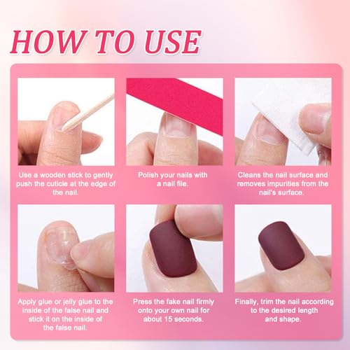 24Pcs French Tip Press on Nails Short, Almond False Nails Pink White Gradient Ballerina Acrylic Full Cover Stick on Nails, Oval Reusable Artificial Glue on Fake Nails for Women and Girls Nail Art