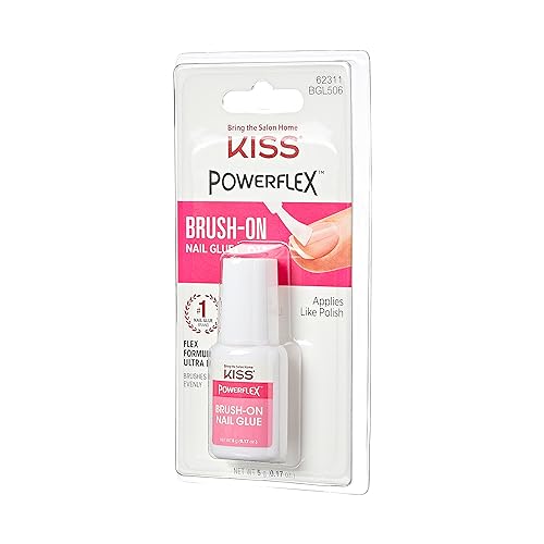 KISS Powerflex Brush-On Nail Glue, Flex Formula for Ultra Hold of False Nails, Instantly Repairs Breaks and Tears