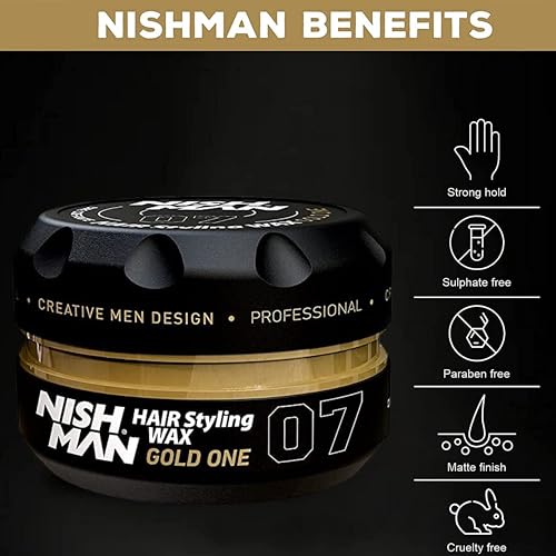 Nishman Hair Styling Wax 07 Gold - Ultra Strong Hold & Shine