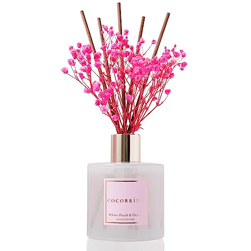 Cocorrína Reed Diffuser Sets - 200ml White Peach & Oolong Scented Diffuser with 8 Sticks Home Fragrance for Bedroom Bathroom Living Room, Home & Office Decor