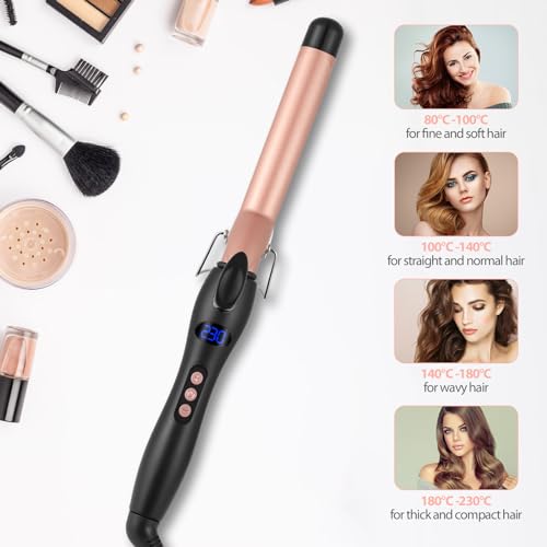 Curling Iron 25mm, Haglater Hair Curler Quick Heating Curling Wand for Long Hair, Ceramic Barrel Curling Tongs with Adjustable Temperature 80-230°C