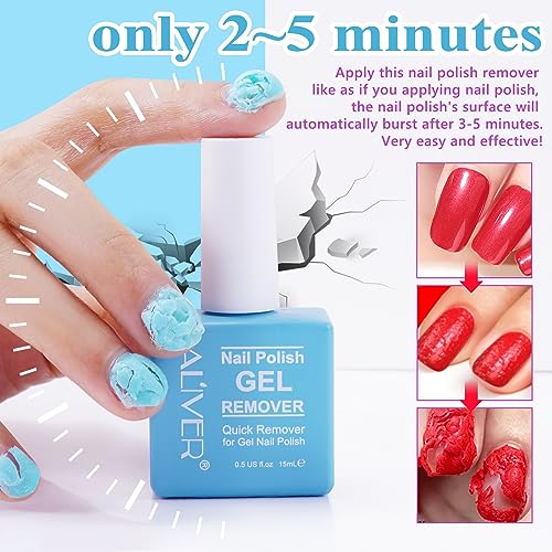 Gel Nail Polish Remover, Gel Polish Remover - Quick & Easy Remove in 3-5 Mins, Gel Remover with Gel Polish Scraper and Nail File, No Damage To Nails