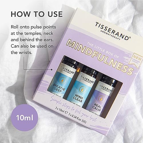 Tisserand Aromatherapy - The Little Box of Mindfulness - Breathe Deep, Mind Clear, Real Calm - 100% Natural Pure Essential Oils - 3x10ml