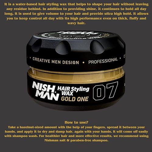 Nishman Hair Styling Wax 07 Gold - Ultra Strong Hold & Shine