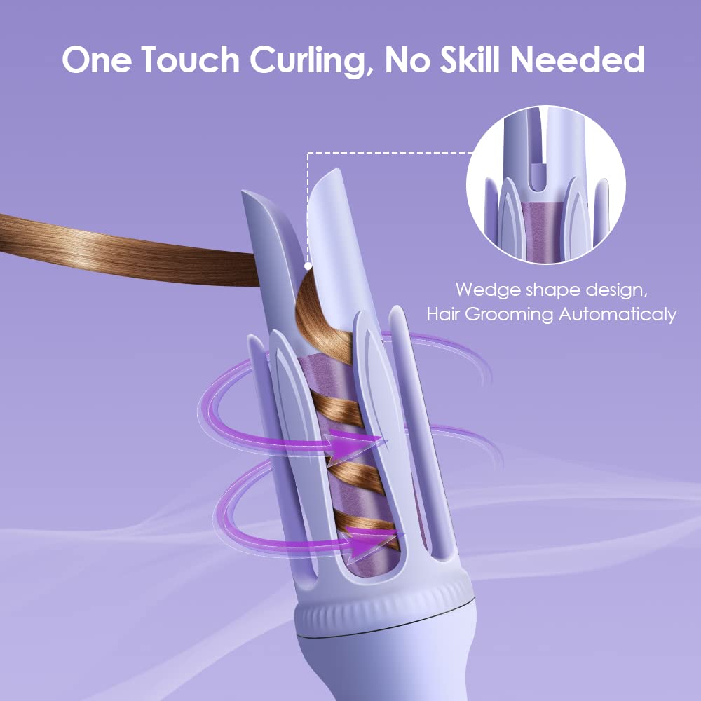 Faszin Hair Curler, Curling Tongs 32mm, Curling Iron 360° Rotating, Automatic Hair Curlers Wand for Long Hair, with Double Anti-Scald, 3-Levels Temperature Control