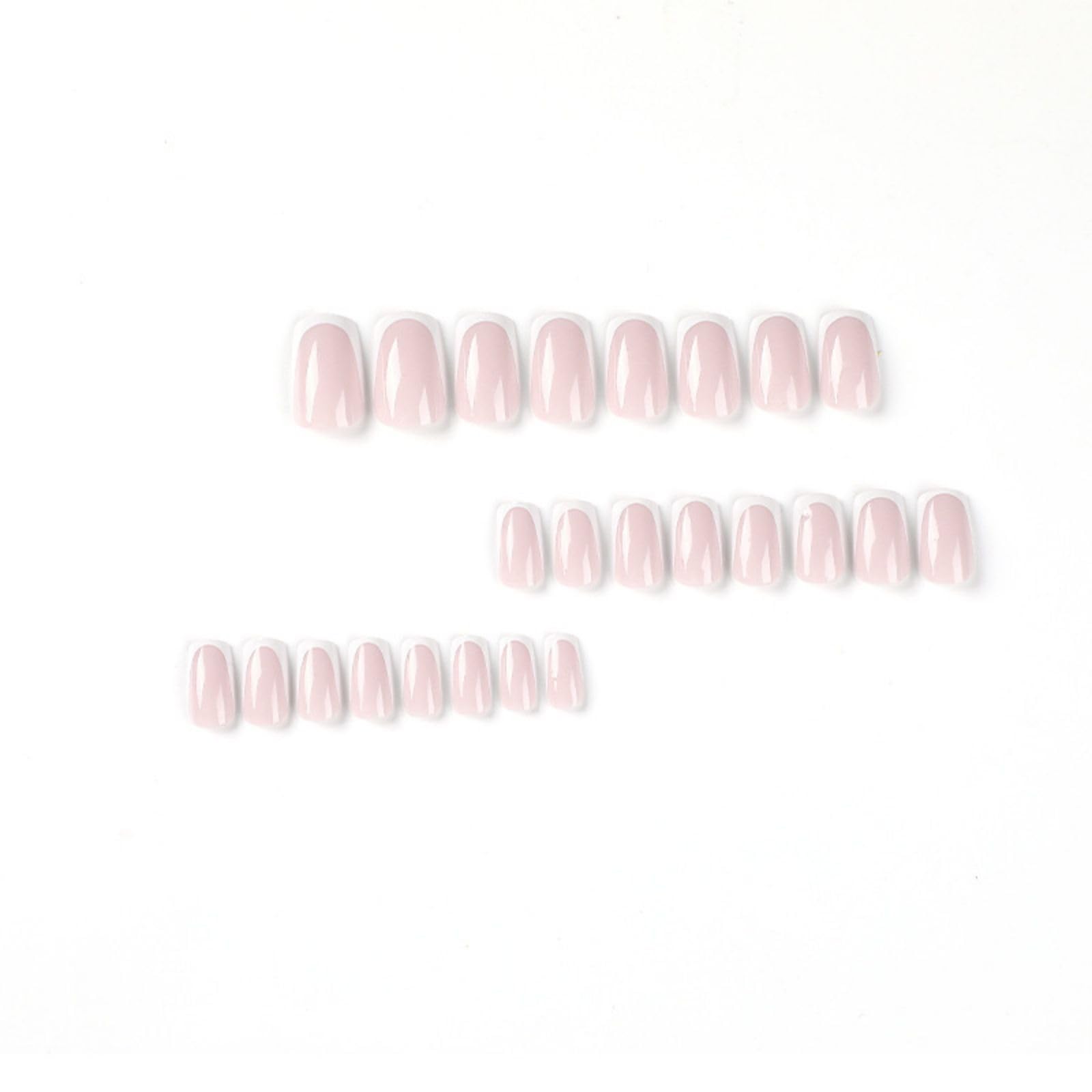 24pcs Short Square False Nails French Tip Stick on Nails White Edge Press on Nails Removable Glue-on Nails Acrylic Full Cover Fake Nails Set Women Nail Art Accessories