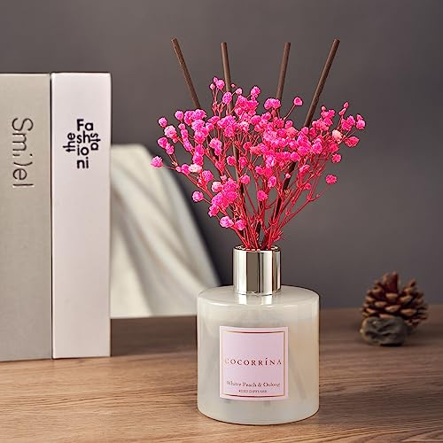 Cocorrína Reed Diffuser Sets - 200ml White Peach & Oolong Scented Diffuser with 8 Sticks Home Fragrance for Bedroom Bathroom Living Room, Home & Office Decor