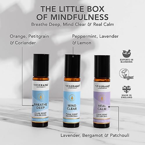 Tisserand Aromatherapy - The Little Box of Mindfulness - Breathe Deep, Mind Clear, Real Calm - 100% Natural Pure Essential Oils - 3x10ml