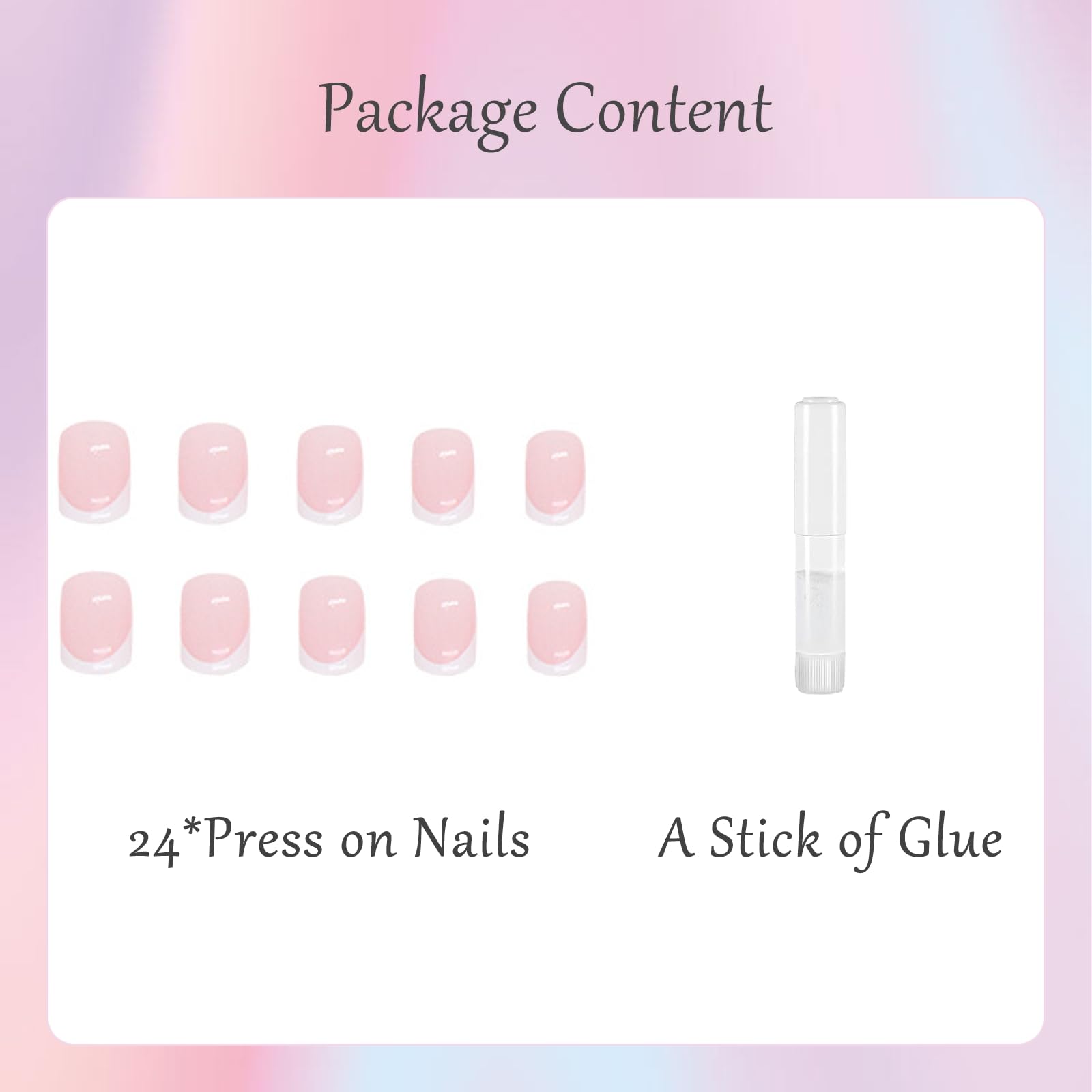 24 Pcs French False Nails - Press on Nails - Full Cover False Nails Nude White Square Stick on Nails - French Fake Nails Stick on Nails for Women and Girls Nail Art