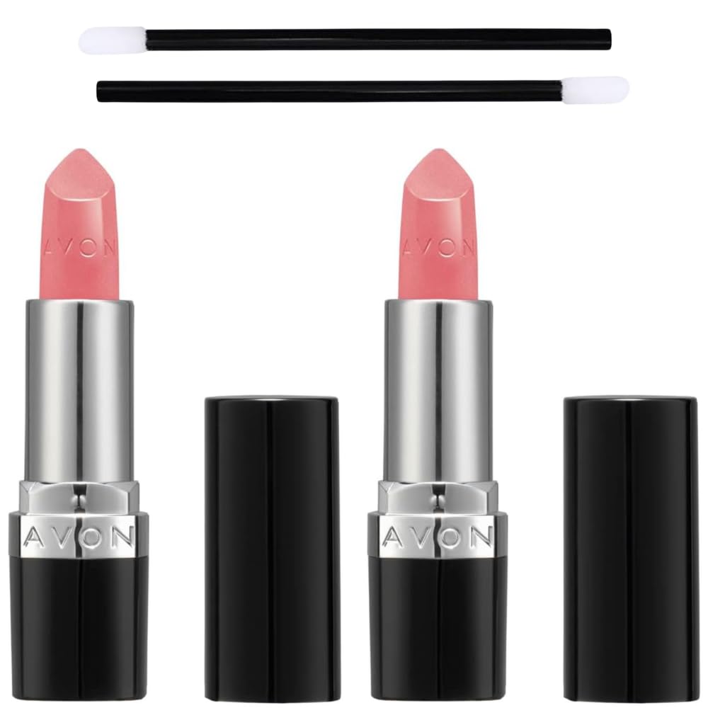 Avon Twinkle Pink Ultra Satin Lipstick Duo with Brushes