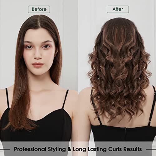 janelove Automatic Hair Curler, Curling Wand, Hair Curlers for Long Hair,170°-230° Adjustable Temperature,Ceramic Barrel, with Portable Storage Bag,(Green&Gold)