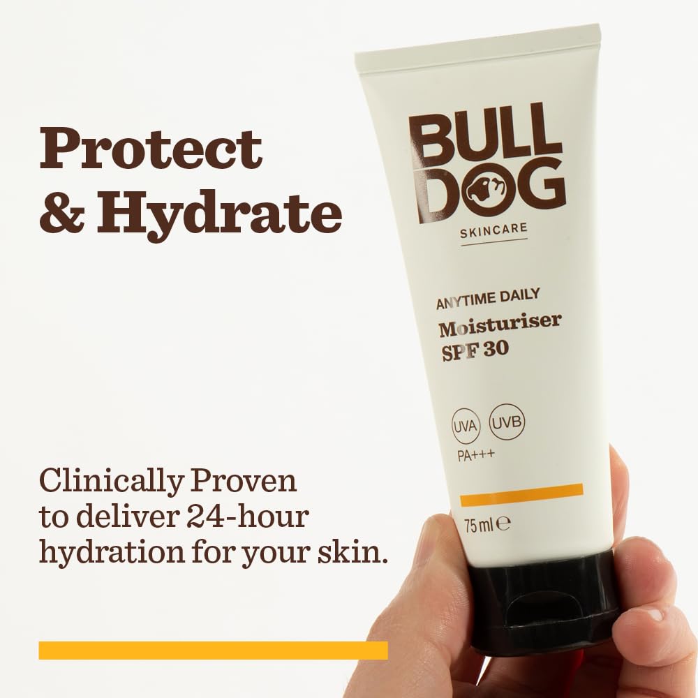 Bulldog Skincare Anytime Daily Moisturiser SFP 30 for Men Protect & Hydrate Skin 75ml