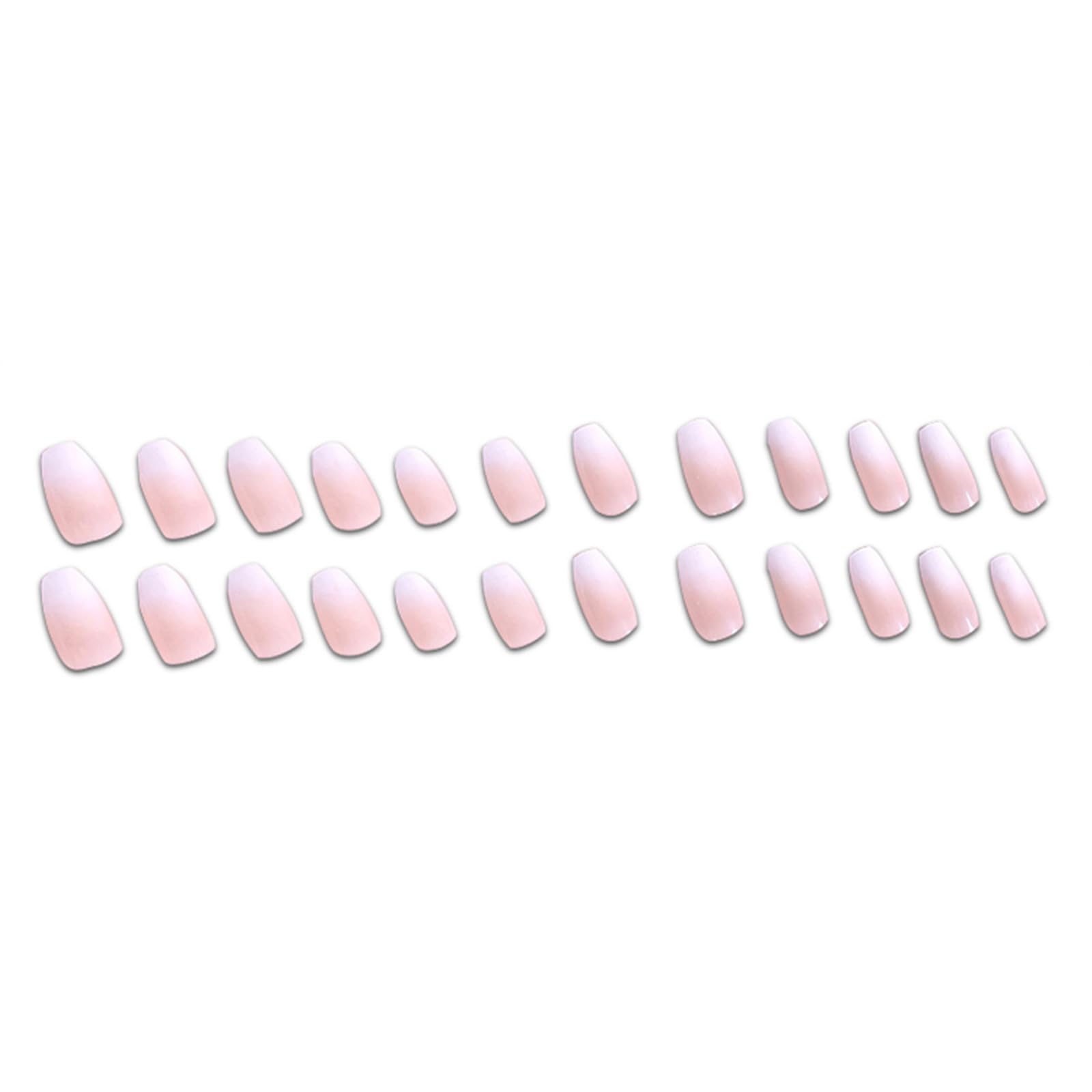 Coffin False Nails Long, 24Pcs White gradient French Fake Nails, Ballerina Press on Nails,Nude French Nail Tips with Nail Glue, Artificial Finger Manicure for Women and Girls