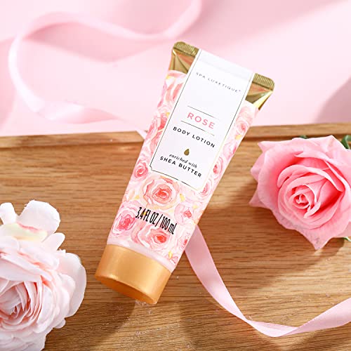 Spa Luxetique Spa Gift Set, Pamper Gifts for Women, 8pcs Rose Bath Gift Set with Body Lotion, Body Butter, Bath Bombs, Bath Gift Sets for Women, Mothers Day Christmas Gifts, Birthday Gifts for Women