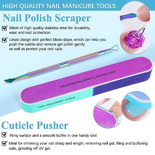 Gel Nail Polish Remover, Gel Polish Remover - Quick & Easy Remove in 3-5 Mins, Gel Remover with Gel Polish Scraper and Nail File, No Damage To Nails