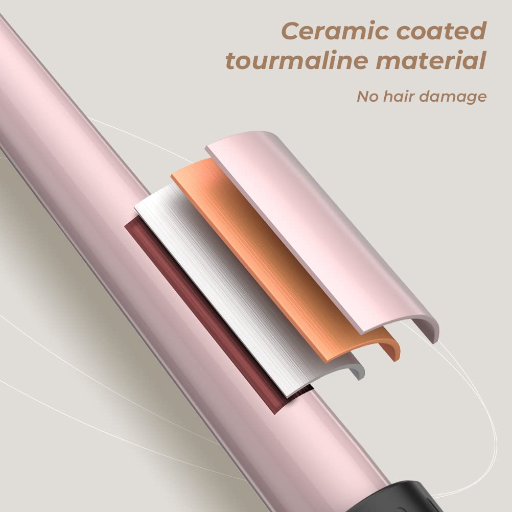 Hair Curling Wand Iron Tongs, 5 in 1 Hair Curler for Long Hair 10mm-32mm with 2 Crocodile Clips 1 Anti-Scald Silicone Gloves, PTC Ceramic LCD 180°C & 210°C