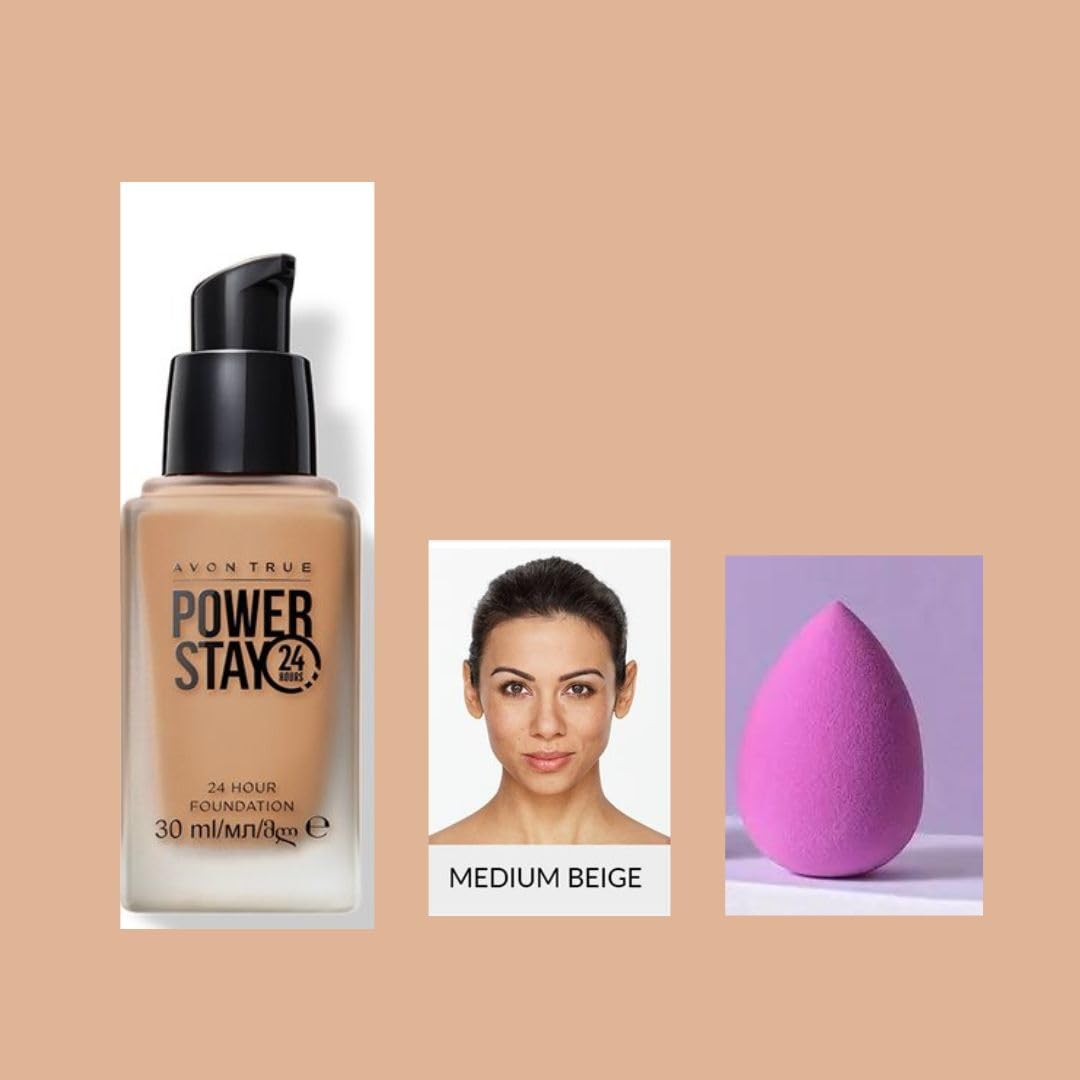 Power Stay 24 Hr Foundation - Medium Beige with Egg Sponge