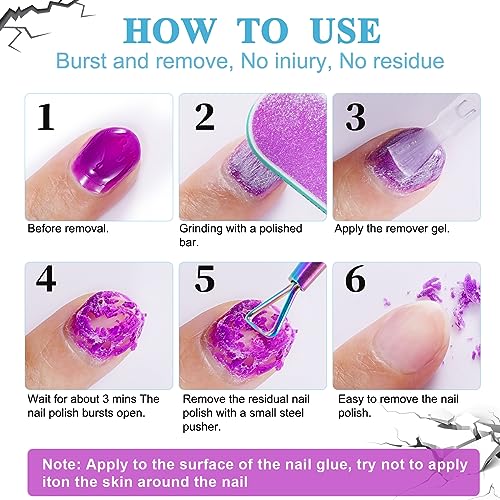 Gel Nail Polish Remover, Gel Polish Remover - Quick & Easy Remove in 3-5 Mins, Gel Remover with Gel Polish Scraper and Nail File, No Damage To Nails