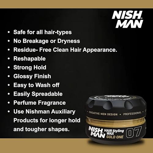 Nishman Hair Styling Wax 07 Gold - Ultra Strong Hold & Shine