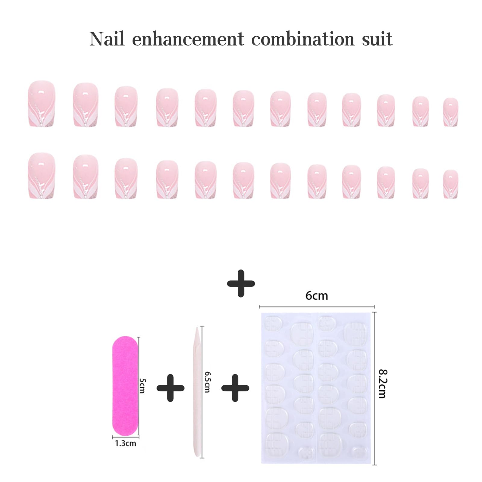 24pcs Square False Nails Short Stick on Nails White Silver Glitter Press on Nails Nude Pink Removable Glue-on Nails Full Cover Fake Nails Women Girls Nail Art Accessories