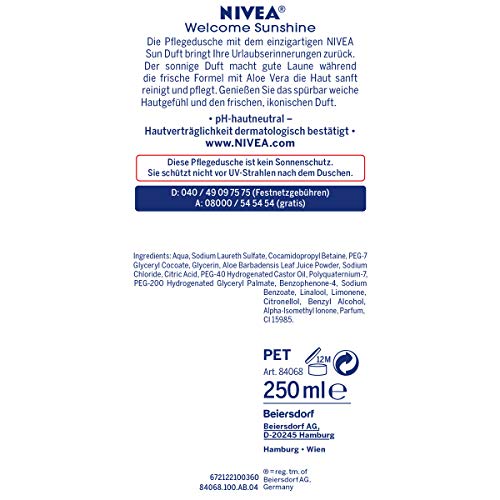 Nivea Welcome Sunshine Shower Gel with Aloe Vera - 6 x 250 ML