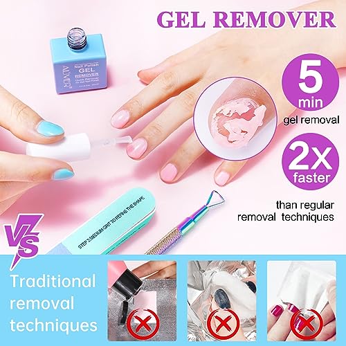 Gel Nail Polish Remover, Gel Polish Remover - Quick & Easy Remove in 3-5 Mins, Gel Remover with Gel Polish Scraper and Nail File, No Damage To Nails