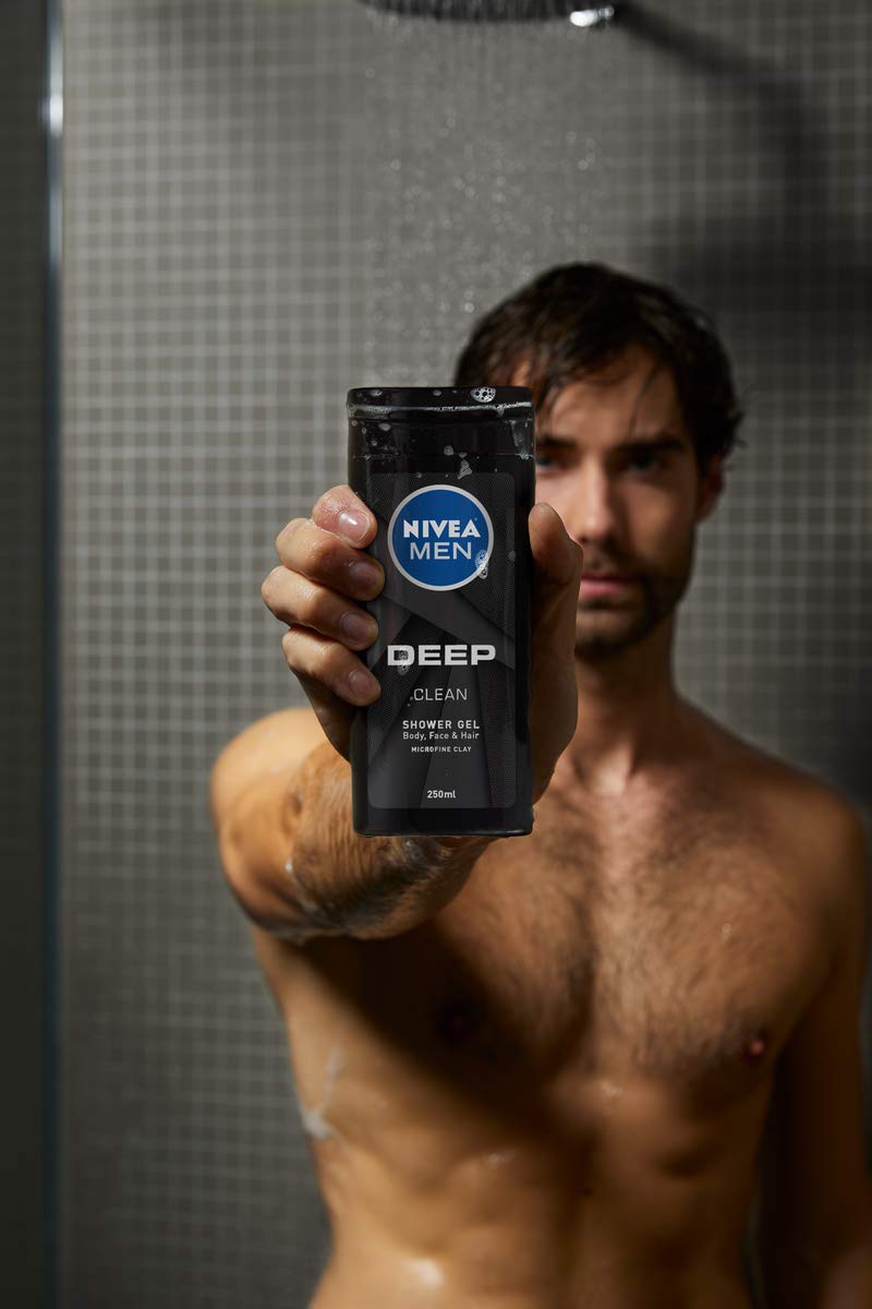 NIVEA MEN Charcoal Cleanse Deep Shower Gel Pack (6 x 250ml)