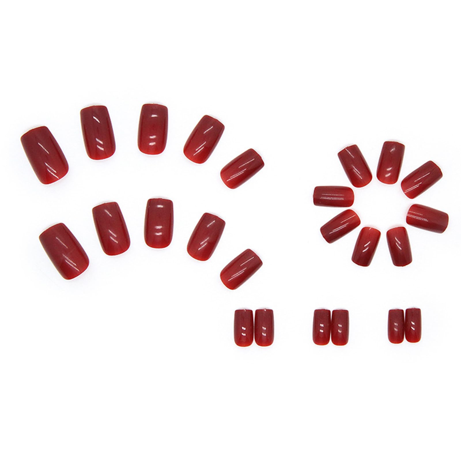 Ceboic 24Pcs False Nails Medium, Square Shiny Burgundy Press on Nails with Glue Stickers, French Pure Color Ballerina Fake Nails, Natural Acrylic Full Cover Stick on Nails for Women Girls (Wine Red)