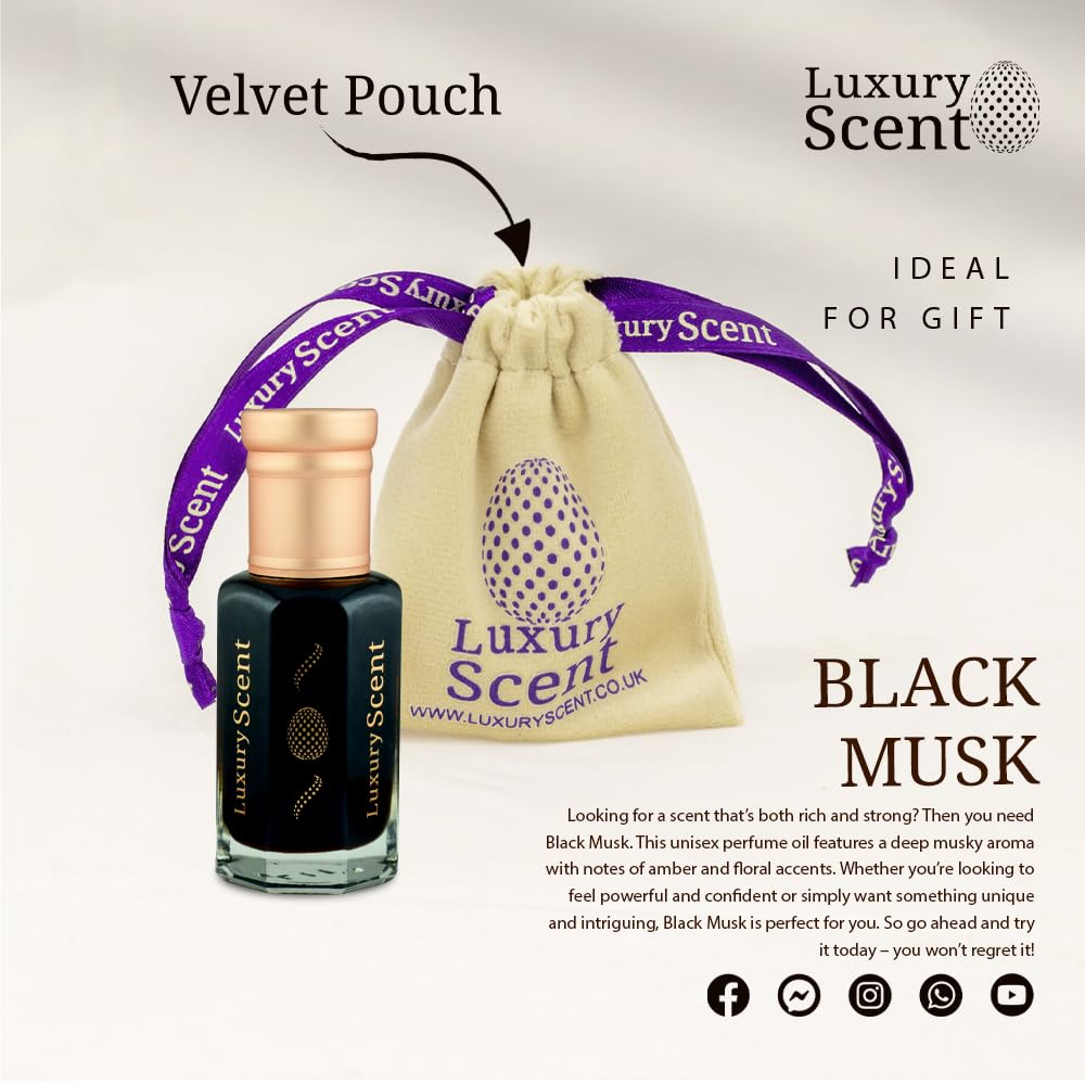 Black Musk Perfume Oil 6ml in Velvet Pouch